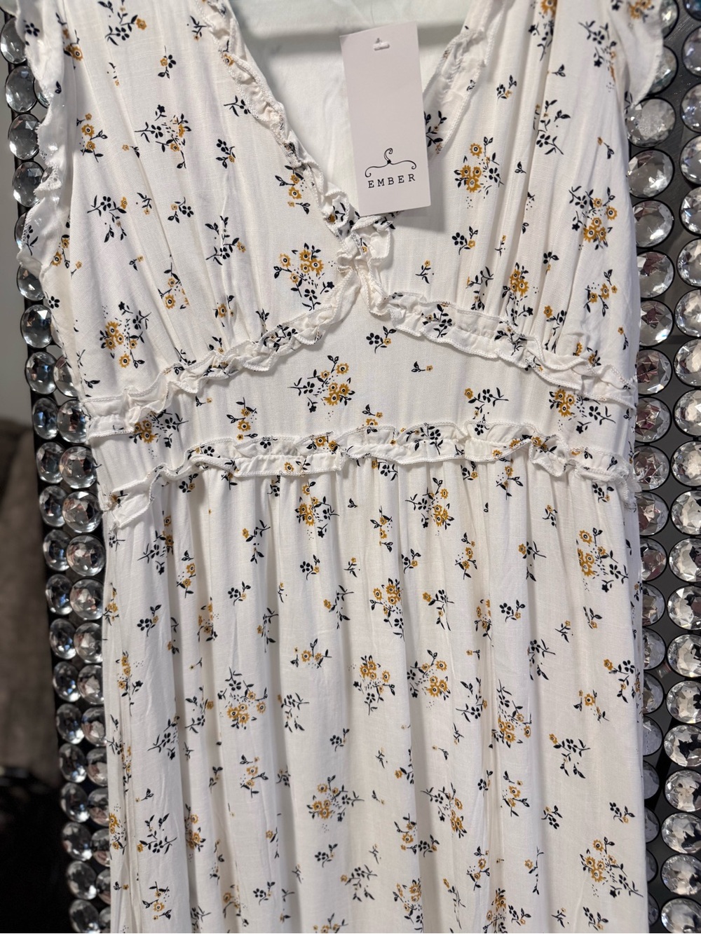 White Floral Ruffle-Trim Maxi Dress - Picture 3 of 4
